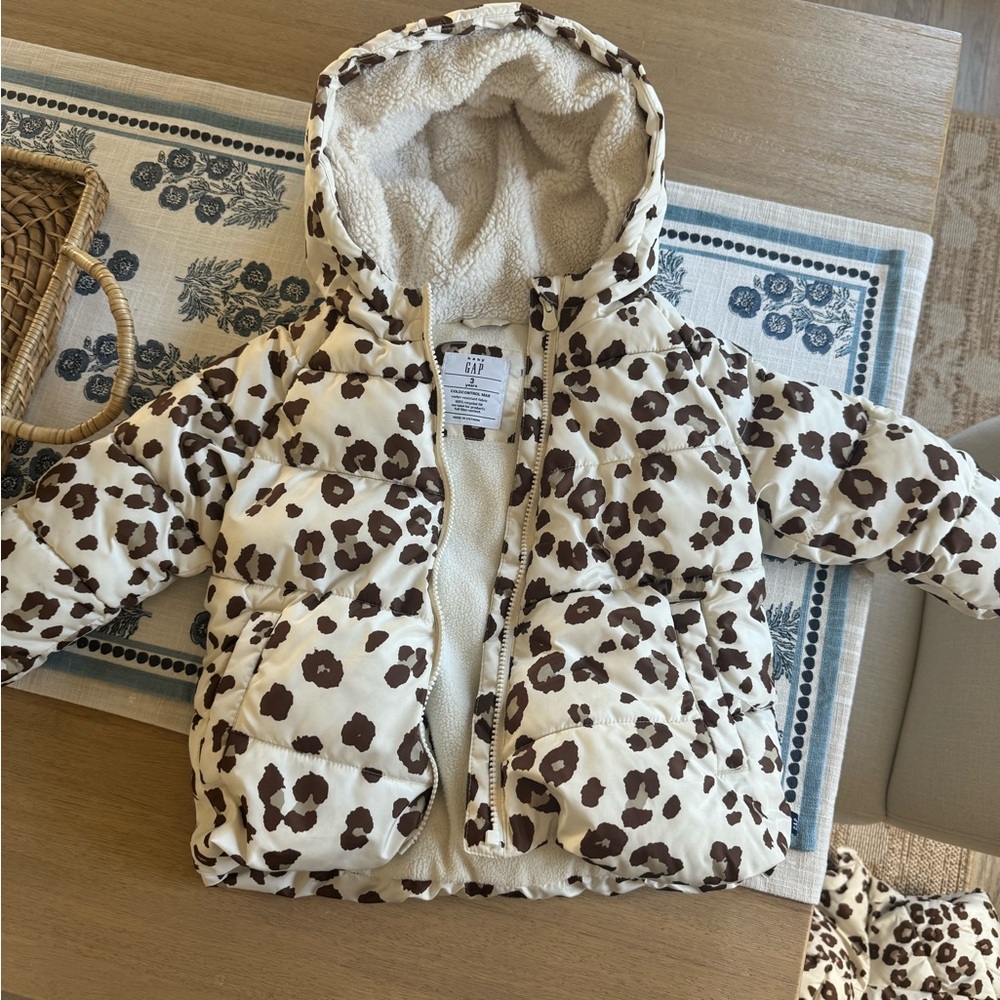 Leopard Print Puffer Jacket with Hood